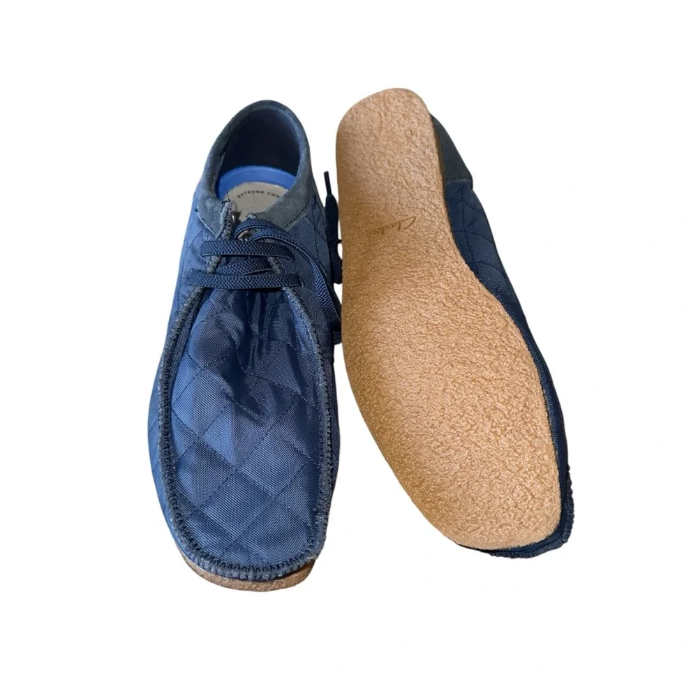 NEW Clarks Shacre II Step Navy Extreme Comfort Quilted Lace Up Shoes Men's 12 M